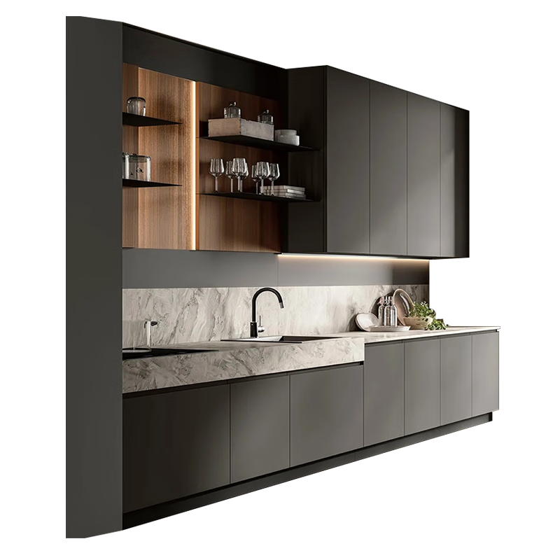 Huili's whole house customization modern minimalist open style small apartment integral cabinet customization kitchen cabinet furniture customization Consult customer service to choose more boards and colors 1 meter