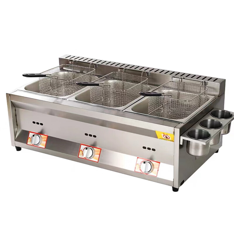 Xinhengjia gas fryer commercial stall gas liquefied petroleum gas gas fryer Oden fried dough sticks fried chicken potato tower fried skewers and noodles cooker luxury upgraded double pot Jiugongge noodle cooker