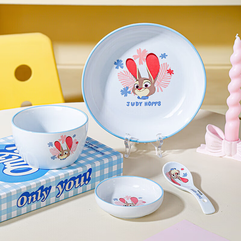 Zootopia Colorful Series Ceramic Tableware 8-inch Ceramic Dinner Plate Judy Rabbit 8-inch Dinner Plate*1