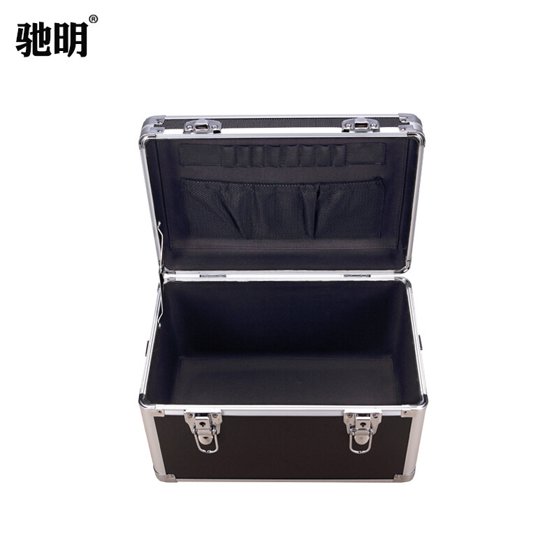 Chiming aluminum alloy tool box small suitcase equipment instrument box document storage box household storage box event prop box inspection tool box 019 black box filled with cotton 34x22x22cm