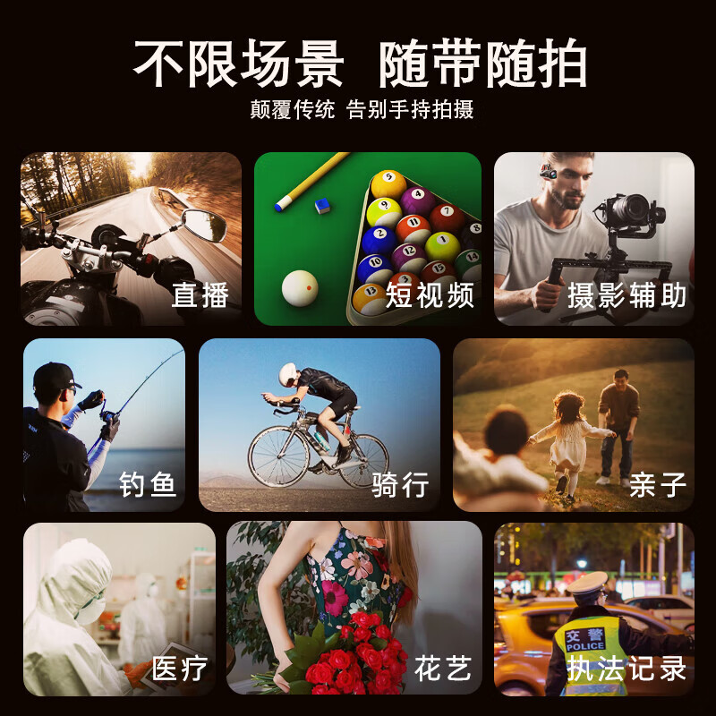 ORDRO's new head-mounted camera 4K action camera multi-axis gimbal anti-shake video recorder home portable high-definition professional vlog video live broadcast 2025 flagship model EP8 standard + 128G speed card