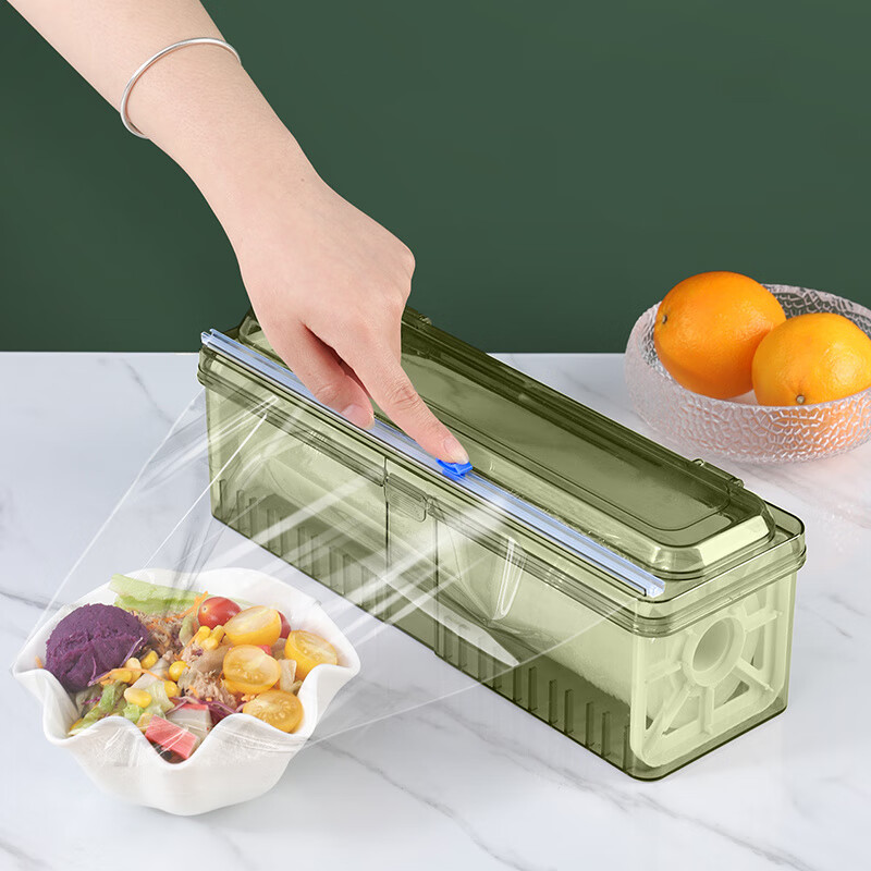 JCZS German cling film cutter food grade PE three-in-one kitchen household large roll special box commercial tear-free edible thickened cutting box food grade PE material