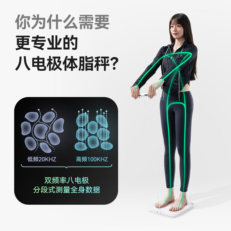 WoLe professional-grade eight-electrode body fat scale APP rechargeable dual-frequency electronic scale weight scale for home weight loss, accurate fat measurement, high-precision birthday gift, New Year gift