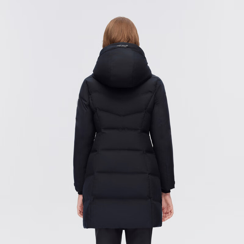 BOSIDENG Down Jacket Goose Down Women's Medium Long Hooded High-end Outdoor Thick New National Standard 90 Down Shopping Mall Same Style Jacket Black Navy 5295 S 160/84A