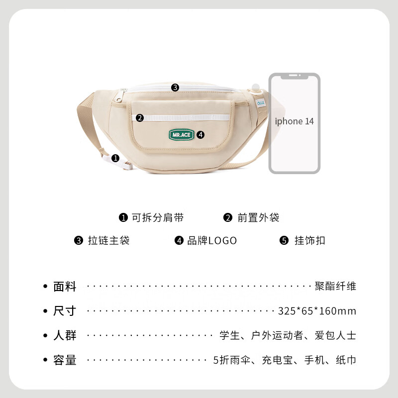 Mr.ace Homme Dynamic Cycling Niche Design Sports Crossbody Bag Women's Versatile Chest Bag Waist Bag Shoulder Bag Trendy College Black