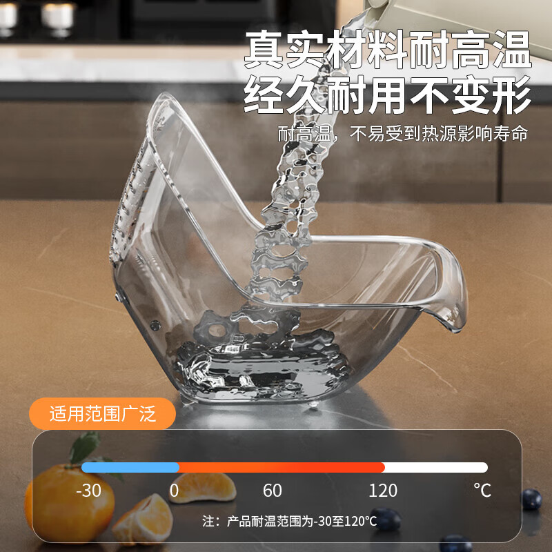 Harle Bear HA LE BEAR transparent multi-functional rice washing and draining basket kitchen basin new fruit washing and draining basin resistant to high temperature blanching basin transparent color 1 pack
