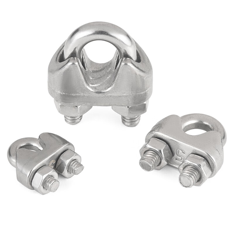 Jinggong (JINGGONG) 304 stainless steel wire rope chuck, wire rope chuck, U-shaped lock buckle, rope tightener, wire clamp 2mm (suitable for 2mm wire rope) (2 pieces)