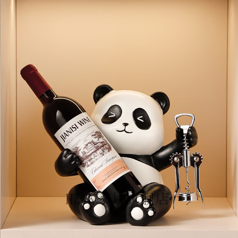 HZCK red wine rack ornaments Panda red wine rack ornaments wine cabinet combination light luxury living room sideboard bookshelf decorative wine cup welfare impulse model Panda red wine rack (open bottle