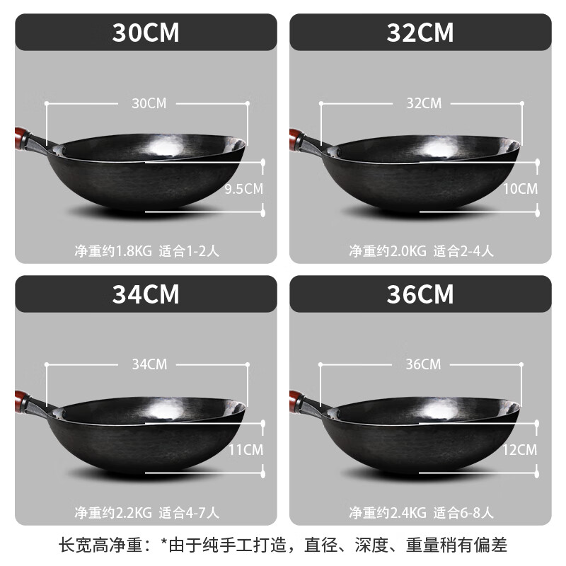 Old artist Zhangqiu black pot iron pot, hand-forged 30,000 times, wrought iron, uncoated, not easy to stick, old-fashioned cooking pot, gas stove