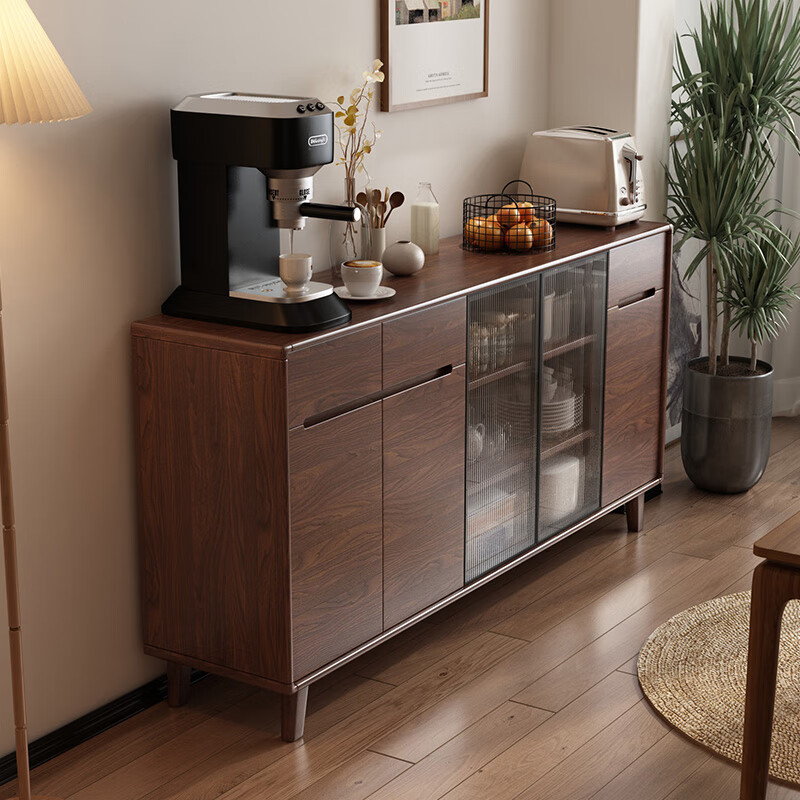 Rayle new Chinese sideboard living room wall wine cabinet tea cabinet multi-functional storage solid wood storage cabinet kitchen storage cabinet solid wood 1026 ~ length 80*width 40*height 88cm