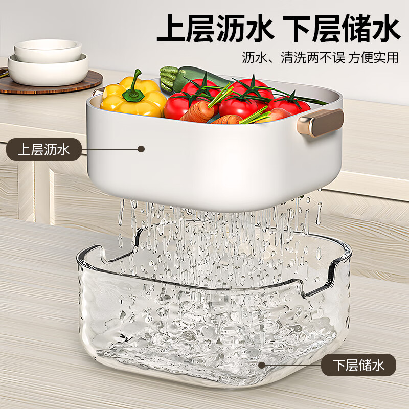 Erxu German quality double-layered sink drain basket eight-piece set for kitchen and living room household fruit bowl simple mint green - small, medium and large -