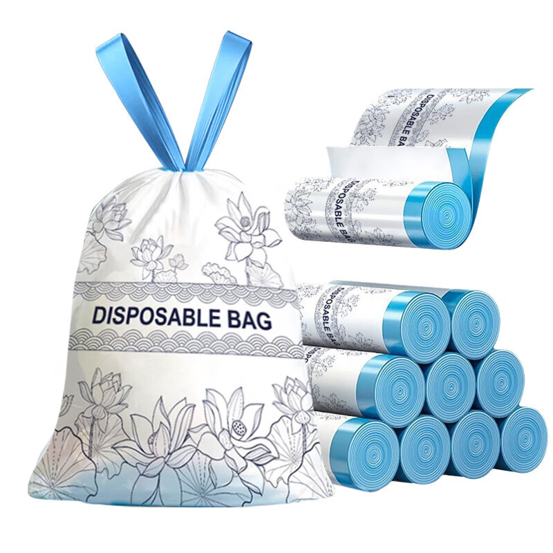 Garbage bag household drawstring portable kitchen student dormitory automatic closing 15 pieces