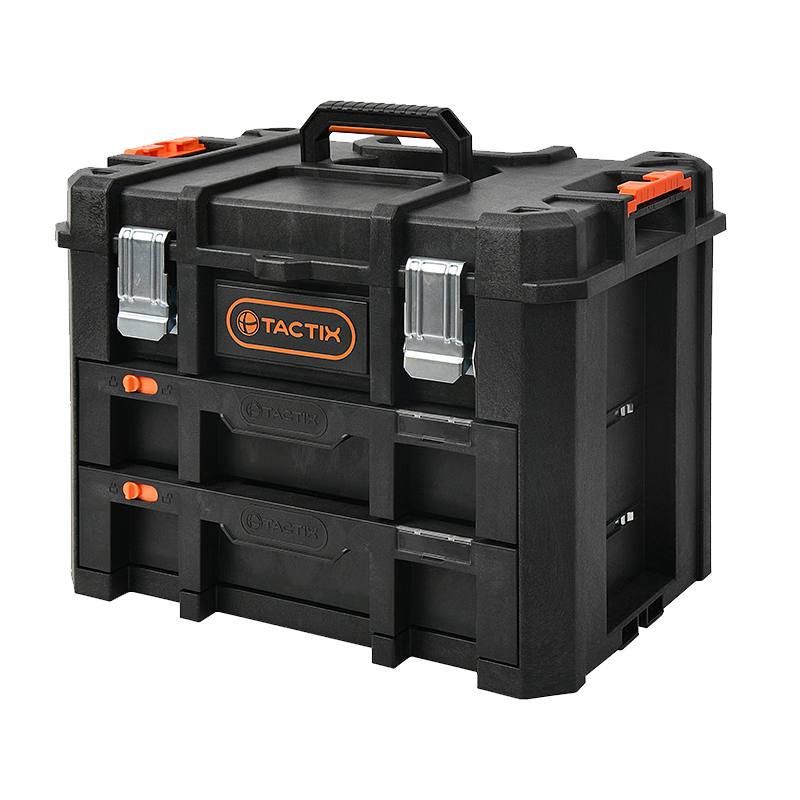 Tactix two-layer drawer tool box heavy-duty stacking combination accessories storage box thickened hardware industrial household 320362