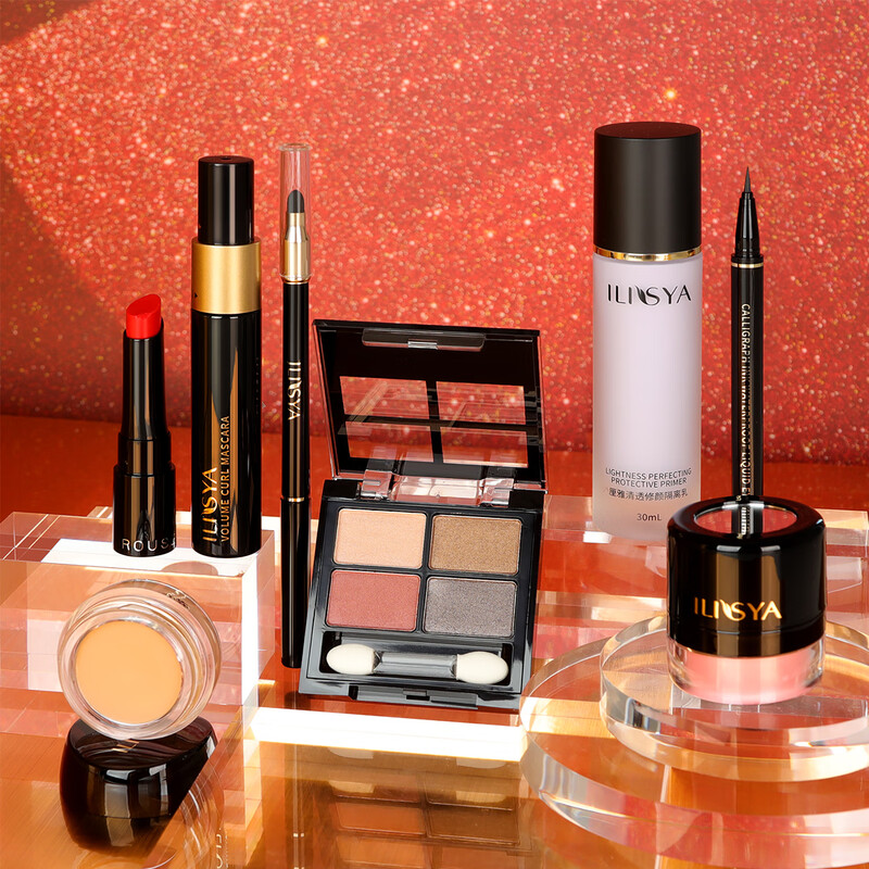 ILISYA New Year Gift Cosmetics Complete Makeup Set Beginner Lipstick Eyebrow Pencil Gift for Girlfriend 24 Pieces