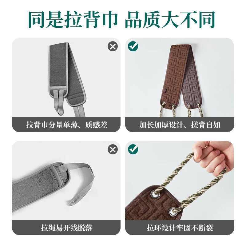 Bath towel, men's special bath towel, strong mud rubbing artifact, household back rub, long strip back bathing gloves, thickened - AB face pull back strip, dark blue