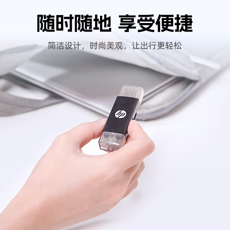 HP card reader sd card all-in-one high-speed SD/TF memory card multi-function type-c USB dual interface mini mobile phone computer SLR camera memory card reader silver USB3.0 simultaneous reading