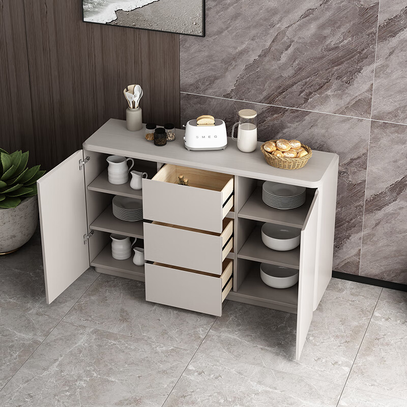 Huanghai Furniture Light Luxury Sideboard Kitchen Sideboard Multifunctional Storage Cupboard Living Room Tea Cabinet Wine Cabinet Large Capacity Storage Cabinet Light Luxury Sideboard - Two Doors and Three Drawers 121*40*90CM