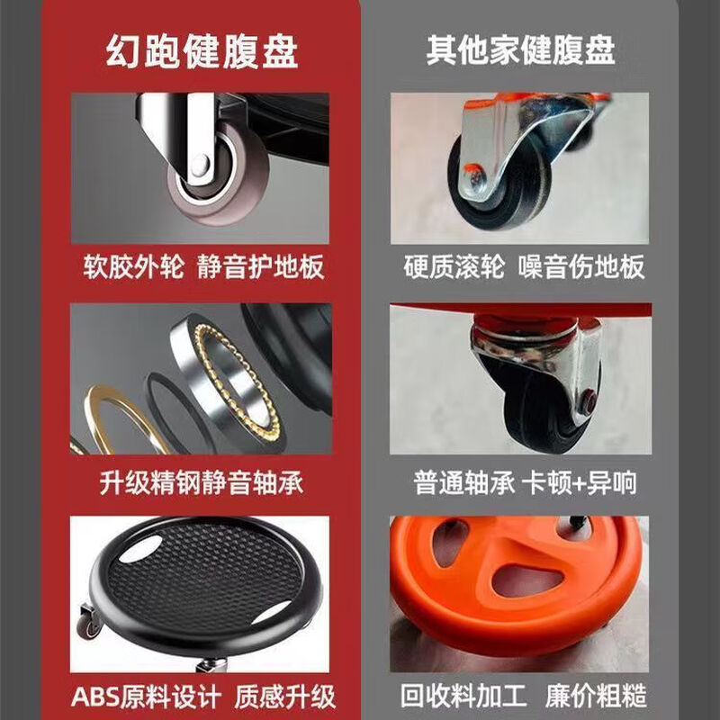 Hunter Abdominal Muscle Roulette Sliding Shaping Abdominal Wheel Silent Home Abdominal Fitness Vest Line Trainer Four-Wheel Sliding Black Abdominal Tray + Kneeling Mat