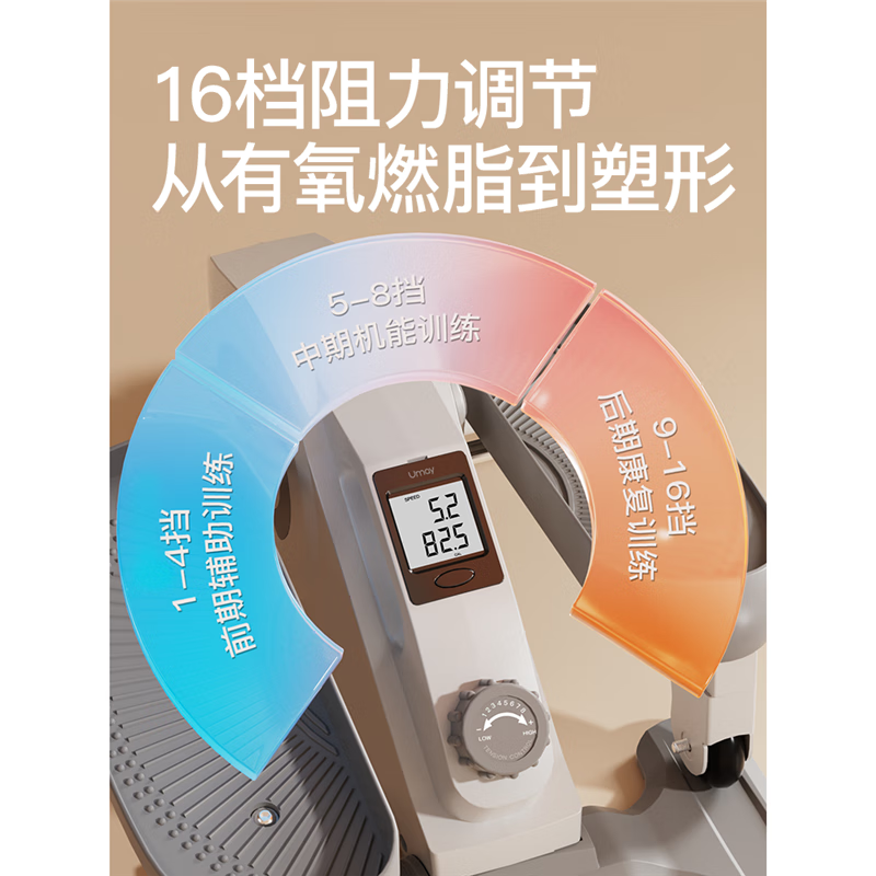 Youmei mini elliptical machine fitness small multi-functional silent walking machine space walking pedal machine MiniC3-01A moonlight white super silent 16-speed magnetic control resistance adjustment