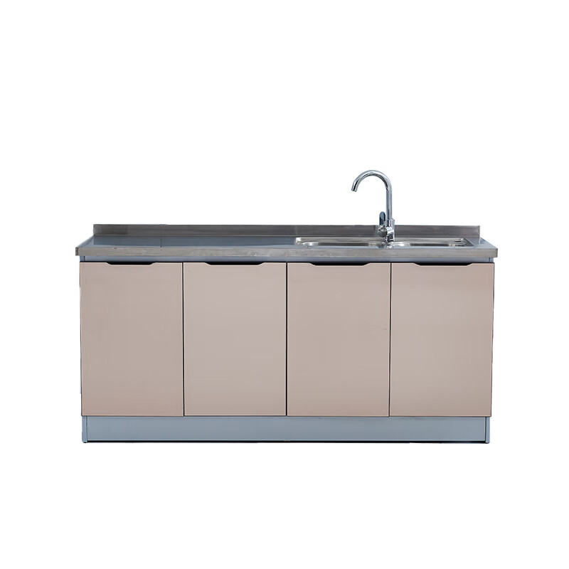Kezitu customized stainless steel cabinets simple stove cabinet integrated cabinet rental kitchen cabinet rural cabinet assembly economical dark gray 1 meter three doors single basin 3 doors