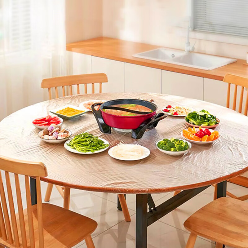 Forty Thousand Kilometers Disposable Tablecloth Thickened Transparent Belt Tablecloth Dining Table Film Waterproof and Oilproof Large Size 160*160cm*10 sheets