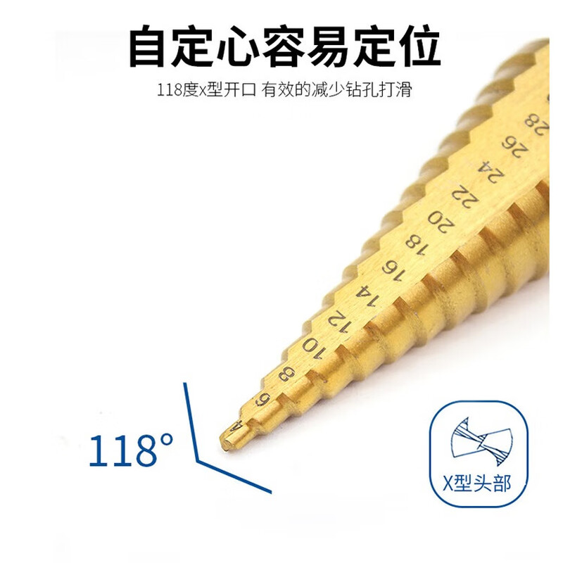 Fang Dawang 6542 Spiral Groove Pagoda Step Drill 4-20mm Triangular Handle Electric Drill Metal Wood Drilling Expansion Burr