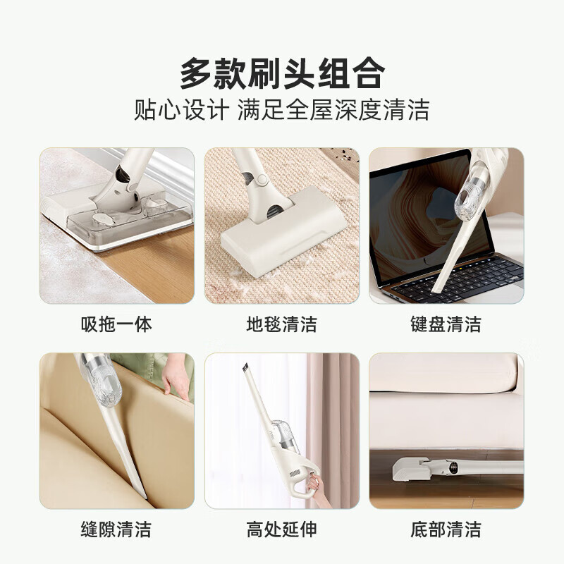 Haier Vacuum Cleaner Household Pet Mopping Dust Collector Small Light Sound Large Suction High Power Light Body Vacuum Cleaner Wet Mopping Mopping Floor Suction Mopping Integrated HZG-Q29W New Year Gift
