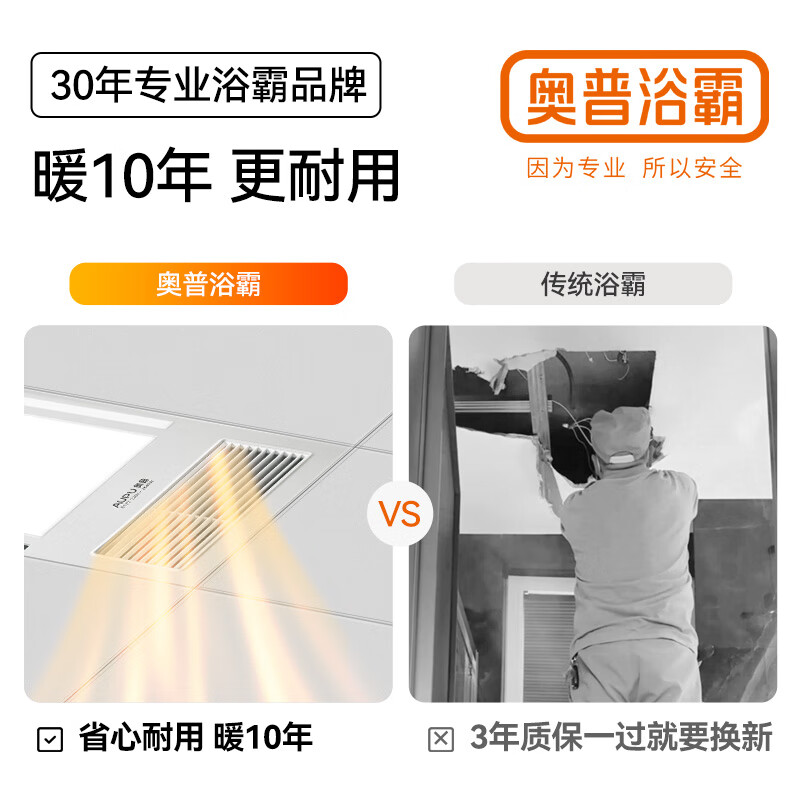 AUPU Air Heating Bath Heater E Series Slim body, strong and weak air heating, large lighting E172 adapted to integrated ceiling