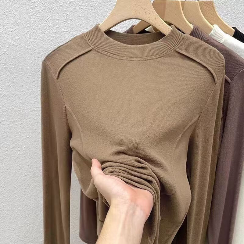 Autumn and winter new long-sleeved T-shirt for women, slim-fitting bottoming shirt, inner top, high-end European goods, Yuren 1045 black XL