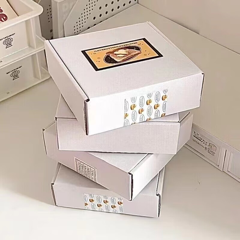 Thickened and hardened double-sided white airplane box extra hard carton rectangular super hard card packaging express gift box Q1 3 pieces white extra hard airplane box double-sided white small size 15*10+4cm