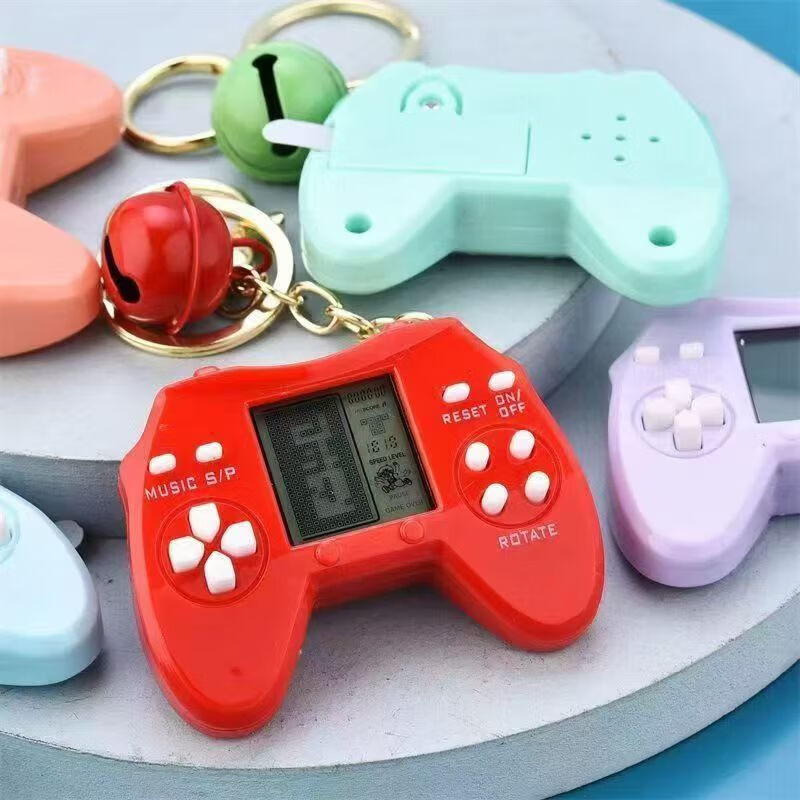 JD Logistics Handheld Game Console Children's Mini Nostalgia Silent Tetris Keychain Game Student Decompression and Boredom Relief Toy Machine Student Gift Macaron Orange