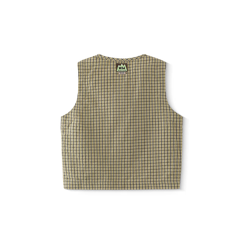 YEEHOO shopping mall same style children's vest spring and summer breathable workwear casual vest pure cotton vest new style mountain green check 90 cm