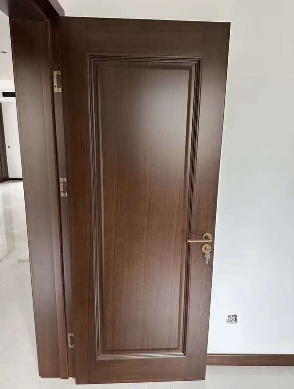 Wen Yijia new Chinese style black gold wooden door painted retro black walnut door bedroom soundproof indoor French door composite