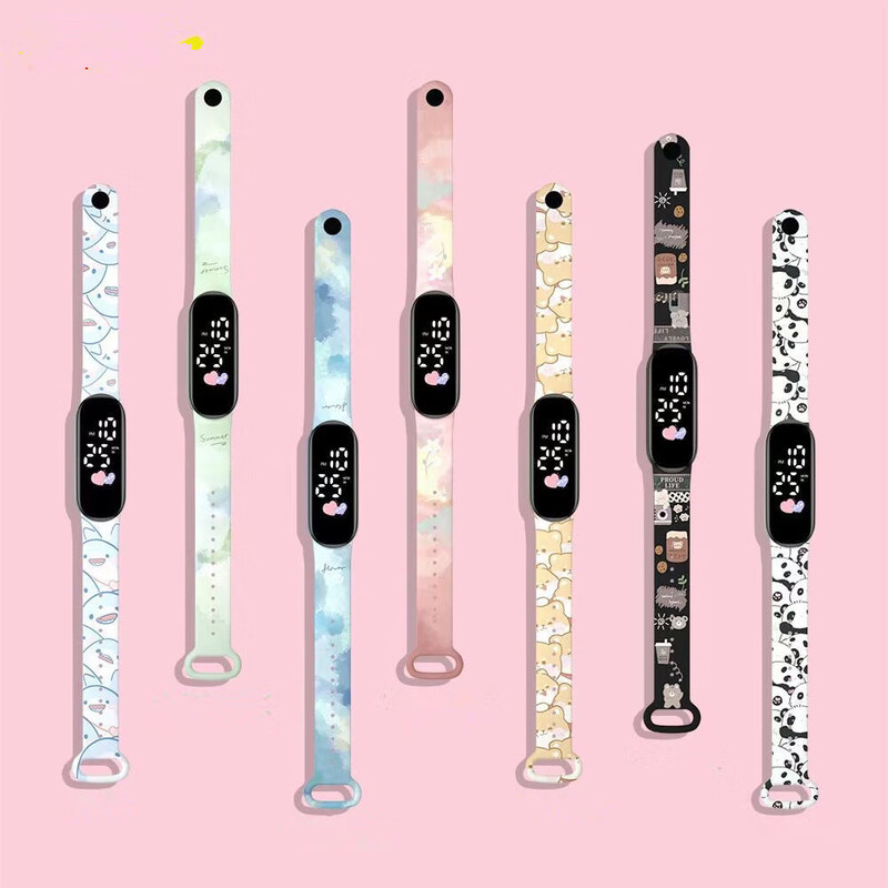 Elementary school students' watches only tell time, forest girls, middle and high school girls, good-looking children's electronic sports bracelets for boys and girls, pastel white flowers