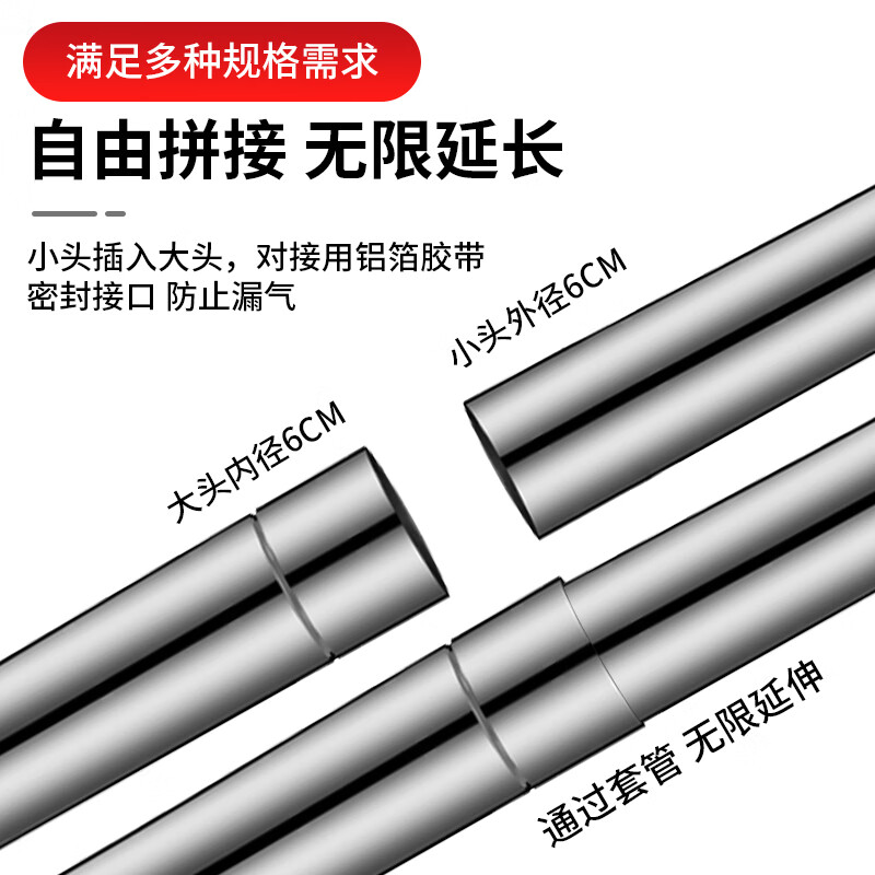 PURPAVWINNER thickened stainless steel smoke pipe strong exhaust gas water heater exhaust pipe extension pipe strengthened chimney pipe accessories diameter 60mm long 50cm straight pipe