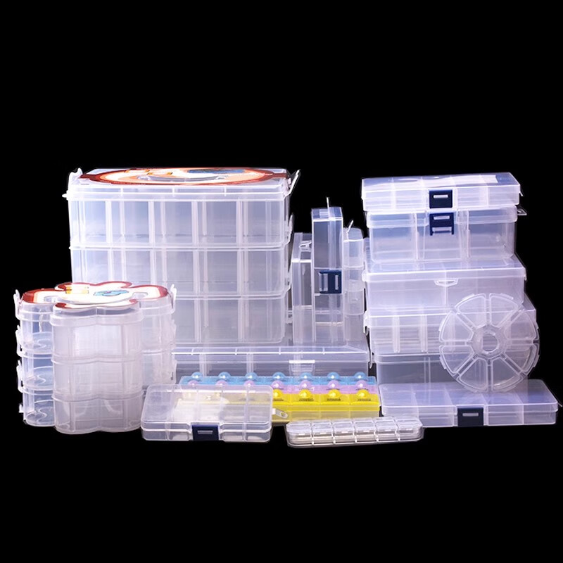 Component box transparent plastic box screws small storage box hardware storage box tool electronic parts box with lid large 6 compartments removable partition