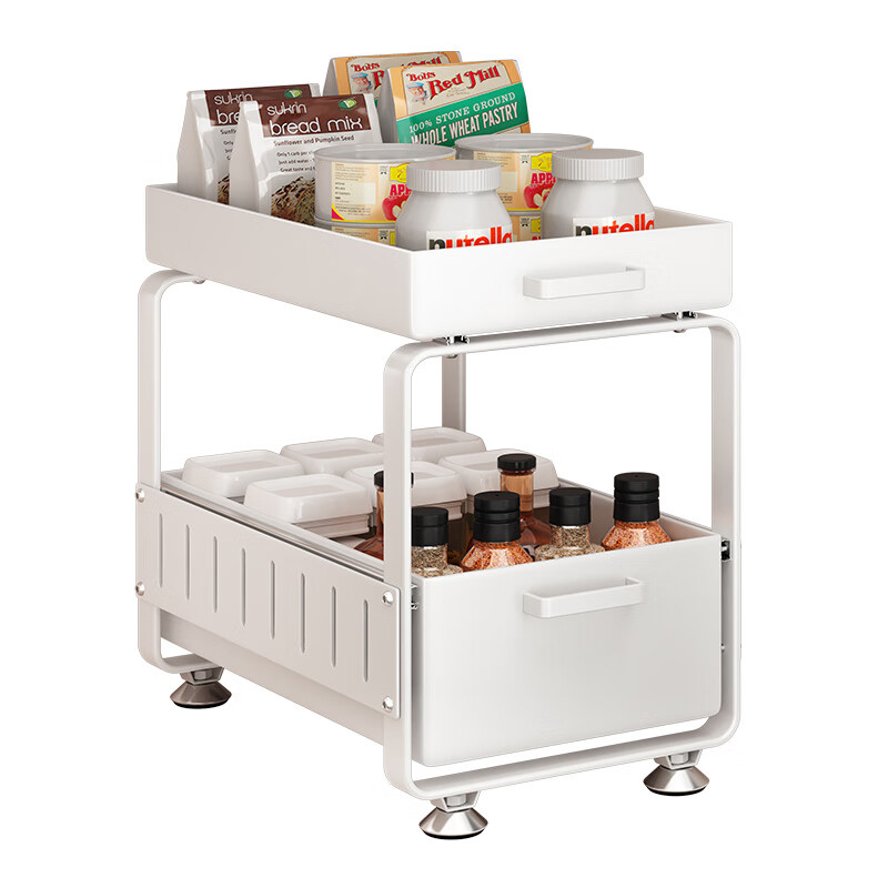 Shuaishi (shuaishi) kitchen drawer-type storage rack pull-out under sink storage rack pull-basket dish drainer rack kitchen cabinet storage rack white