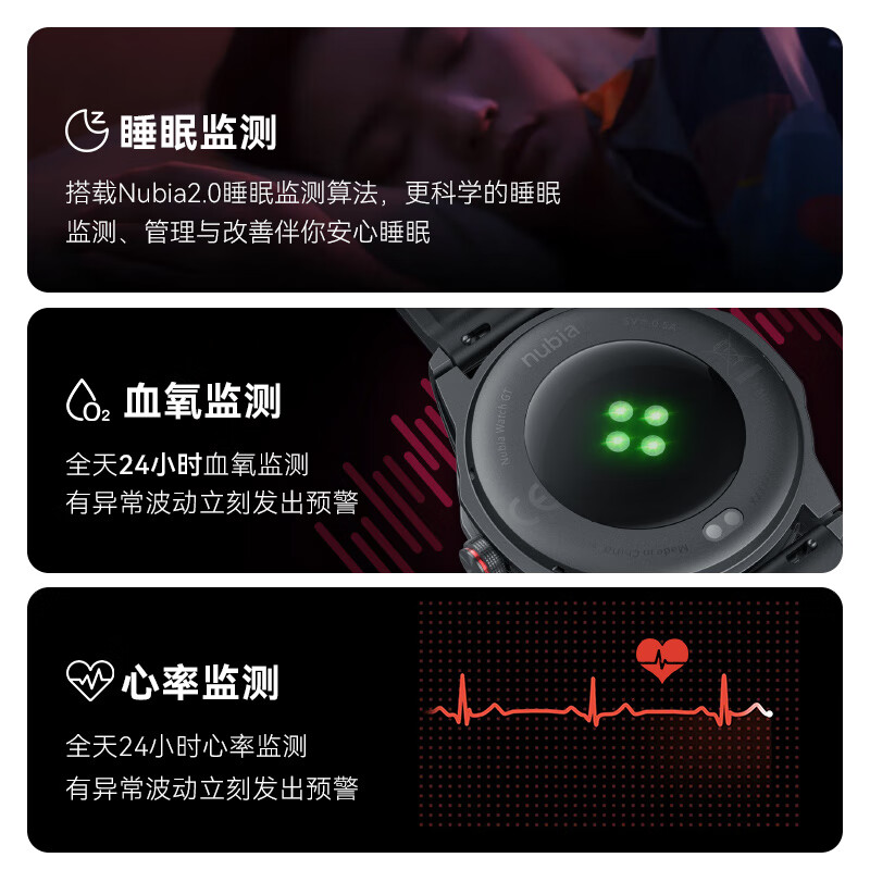 Nubia smart watch WATCH GT Bluetooth call, ultra-long battery life, all-round health monitoring, multi-functional sports watch, birthday gift for boyfriend, suitable for Apple Red Devils