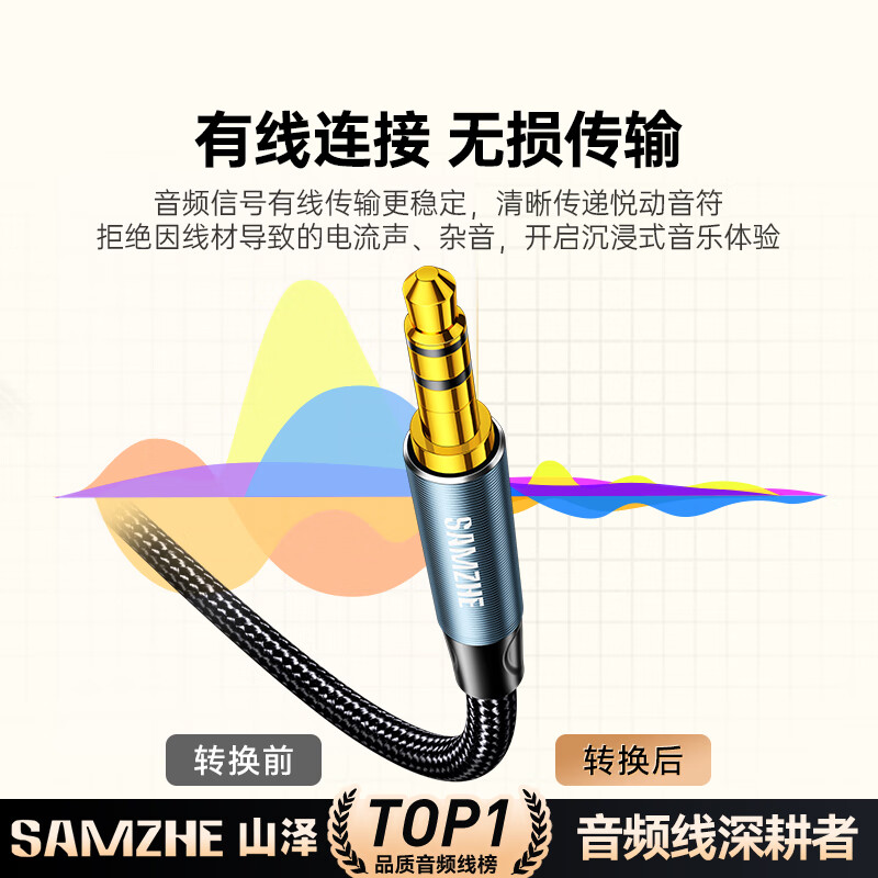 Shanze 3.5mm audio cable, male to bus car audio AUX audio connection cable, computer laptop headset headset car amplifier cable 1.5 meters YPM015