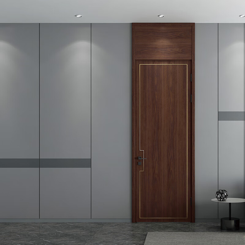 Mengtian Woodwork Bedroom Door Minimalist Water Painted Wood Door Customized Partition Concierge Door Jinghong 6P11 Interior Door Black Walnut Mocha Brown