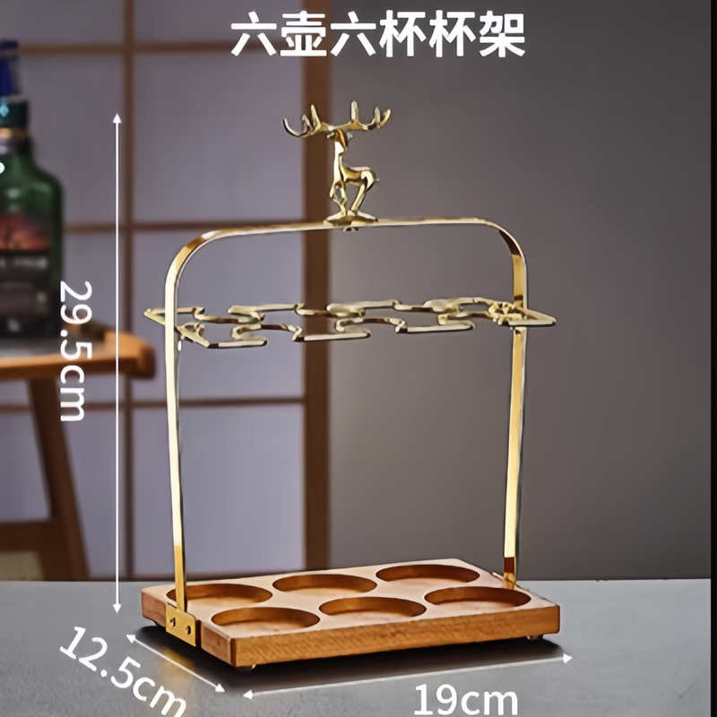 Lucaris creative rotating 10 pots and 10 cups crystal cup holder white wine cup storage upside down rack 6 pots 6 cups wine divider holder without cups Golden Deer cup holder can hold 6 pots 6 cups