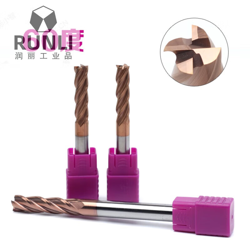 Chunbao 60-degree extended coating 2-edge 4-edge flat head tungsten steel alloy end mill stainless steel knife 2468 CNC red 20X80X150