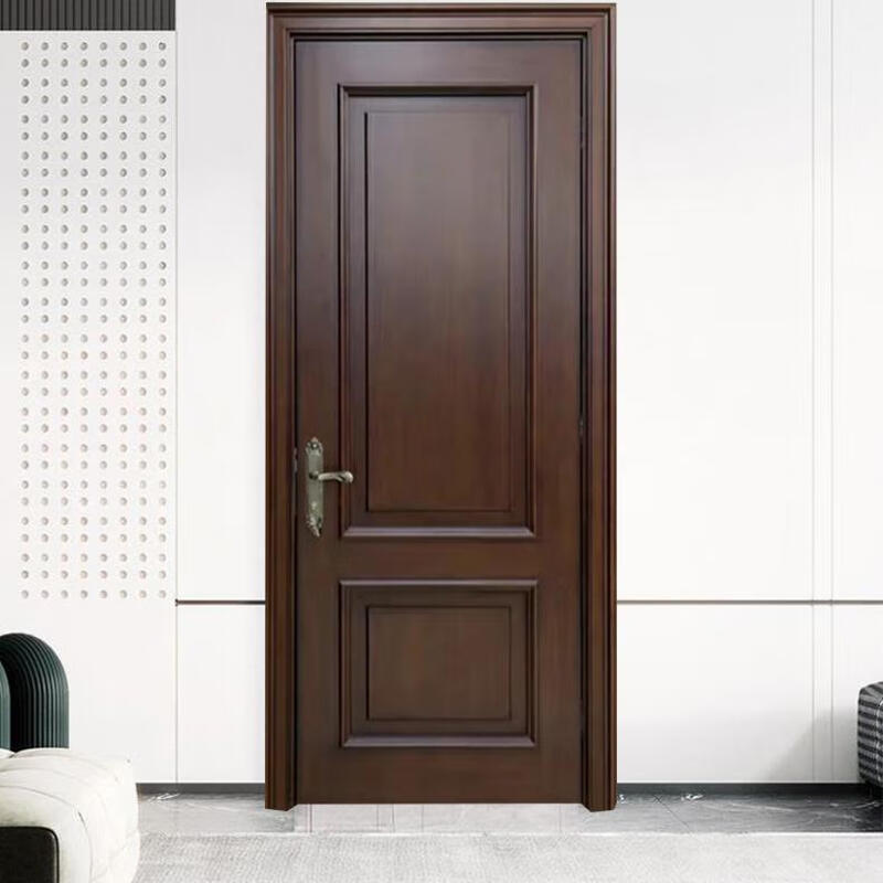 Wen Yijia new Chinese style black gold wooden door painted retro black walnut door bedroom soundproof indoor French door composite