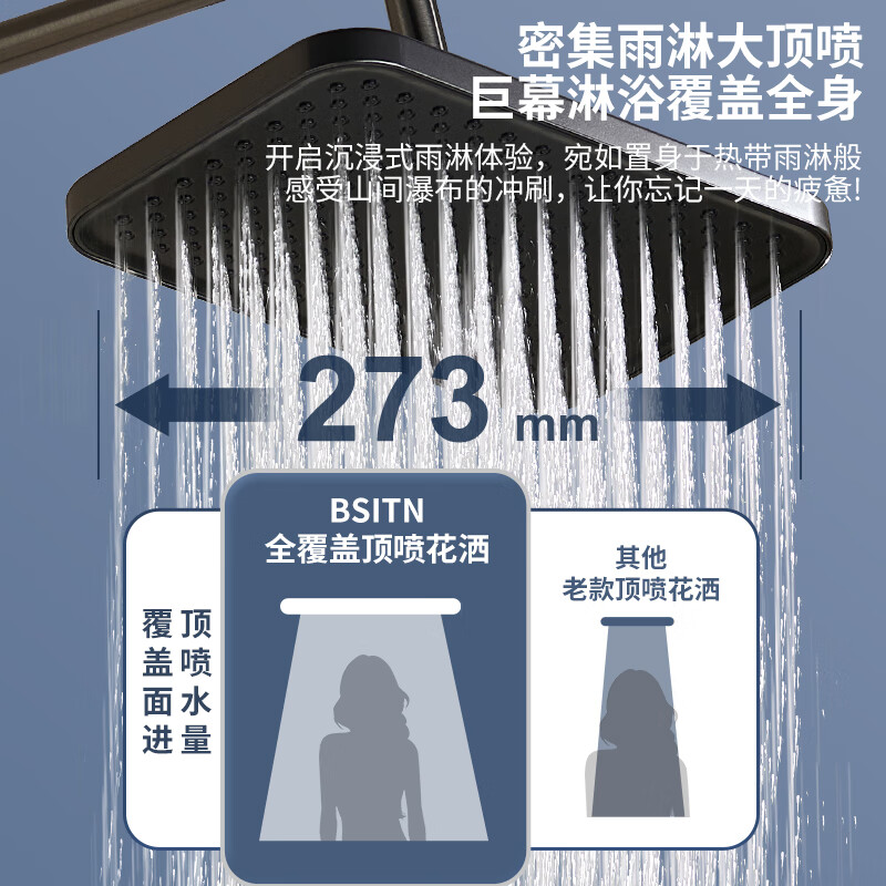 BSITN shower head set bathroom supercharged shower head complete set of piano keys bathroom shower head gun gray B106