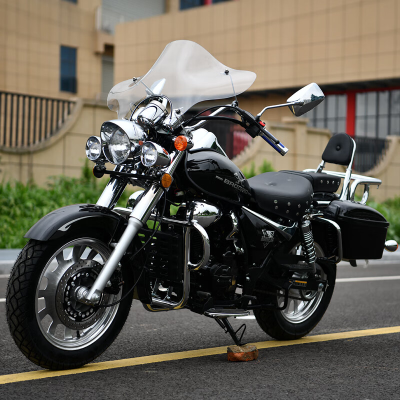 Heineken Motorcycle Storm Prince Retro Motorcycle Cruise Prince Can Licensed Fuel Heavy Motorcycle Brand New 200cc Rider Street Motorcycle Bright Black Heineken 200 Water Cooling + Saddlebags + Disc Brake + Windshield
