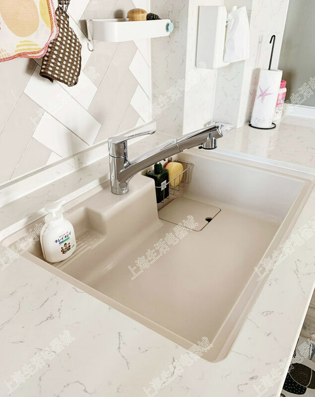 Japan imported large single sink HS800 above and below counter basin kitchen artificial marble color mute beige