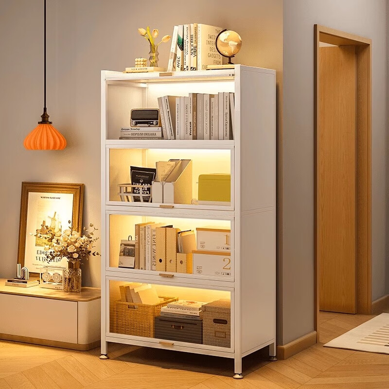 Moxiao steel bookcase display cabinet storage cabinet floor-standing bookshelf integrated wall multi-layer with door five layers 100*32*144
