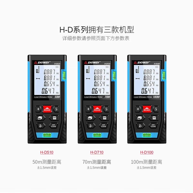 SNDWAY laser distance meter electronic meter ruler high-precision infrared laser ruler indoor and outdoor distance meter H-D100 ordinary battery model 100 meter distance meter