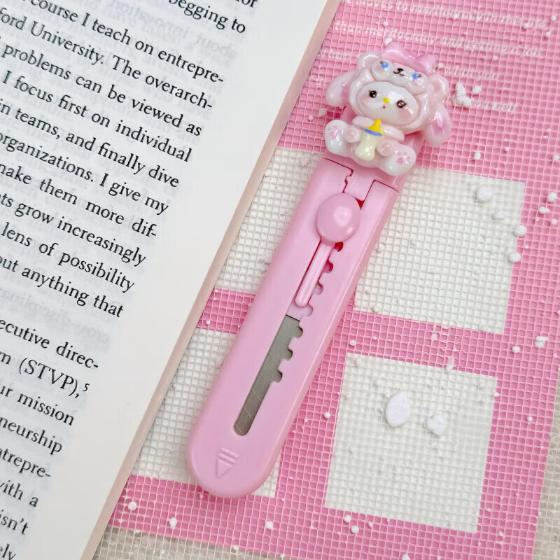 Hellokitty utility knife portable express box opener office paper knife student handmade knife pink soft cute cat short 1 piece