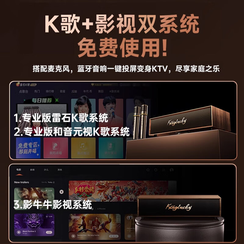 Kinyun(KINYO) Industry TOP Home ktv singing complete equipment karaoke microphone speaker integrated karaoke TV karaoke machine amplifier bluetooth audio belt system home V1pro
